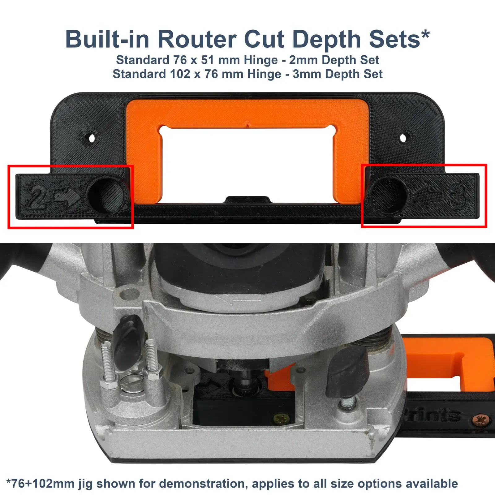 76mm (3″) + 102mm (4″) Hinge Jig Router Template for Door and Door Frame - Image 3