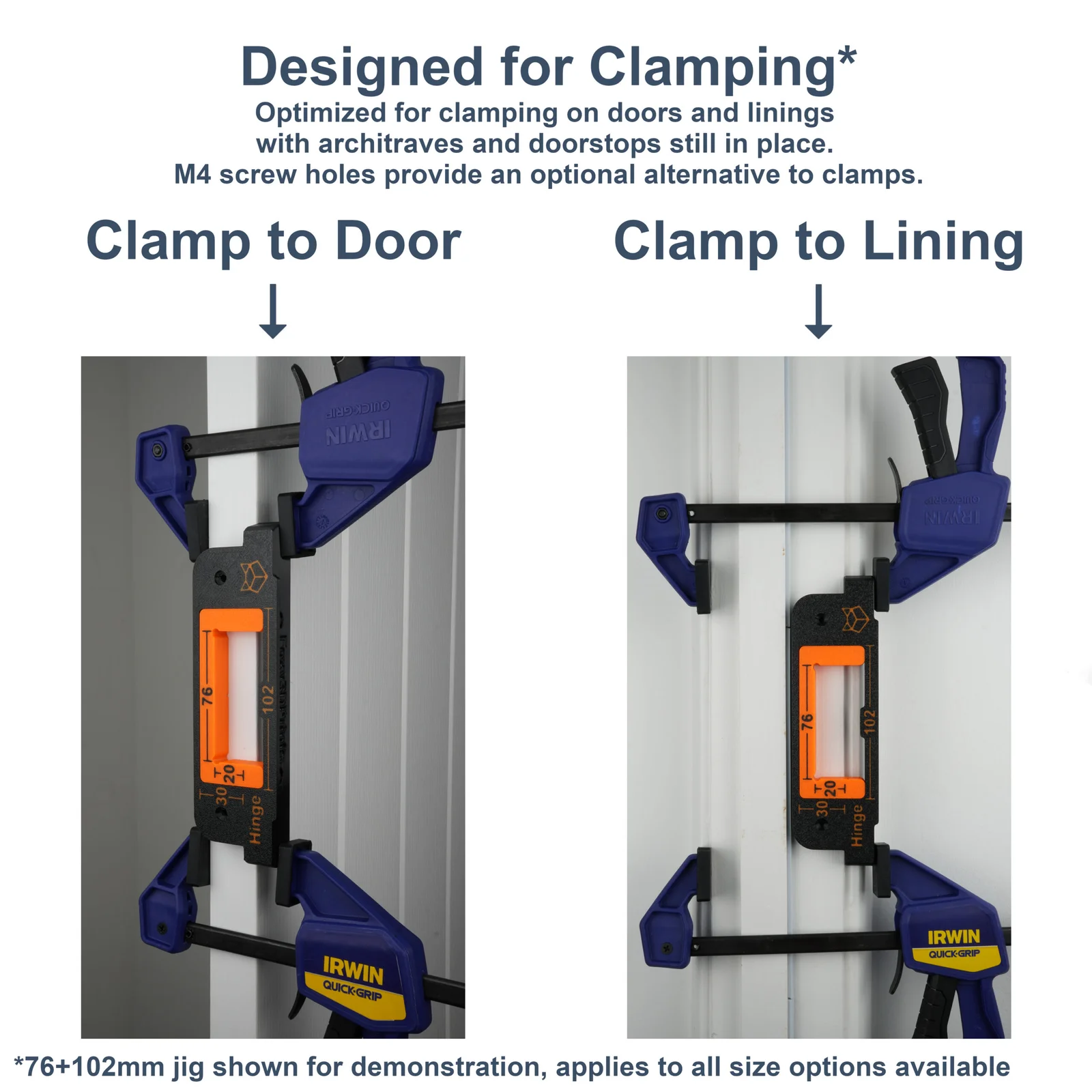 76mm (3″) + 102mm (4″) Hinge Jig Router Template for Door and Door Frame - Image 5